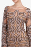 For Love & Lemons Tan/Black Mesh Bell Sleeves Dress Size M