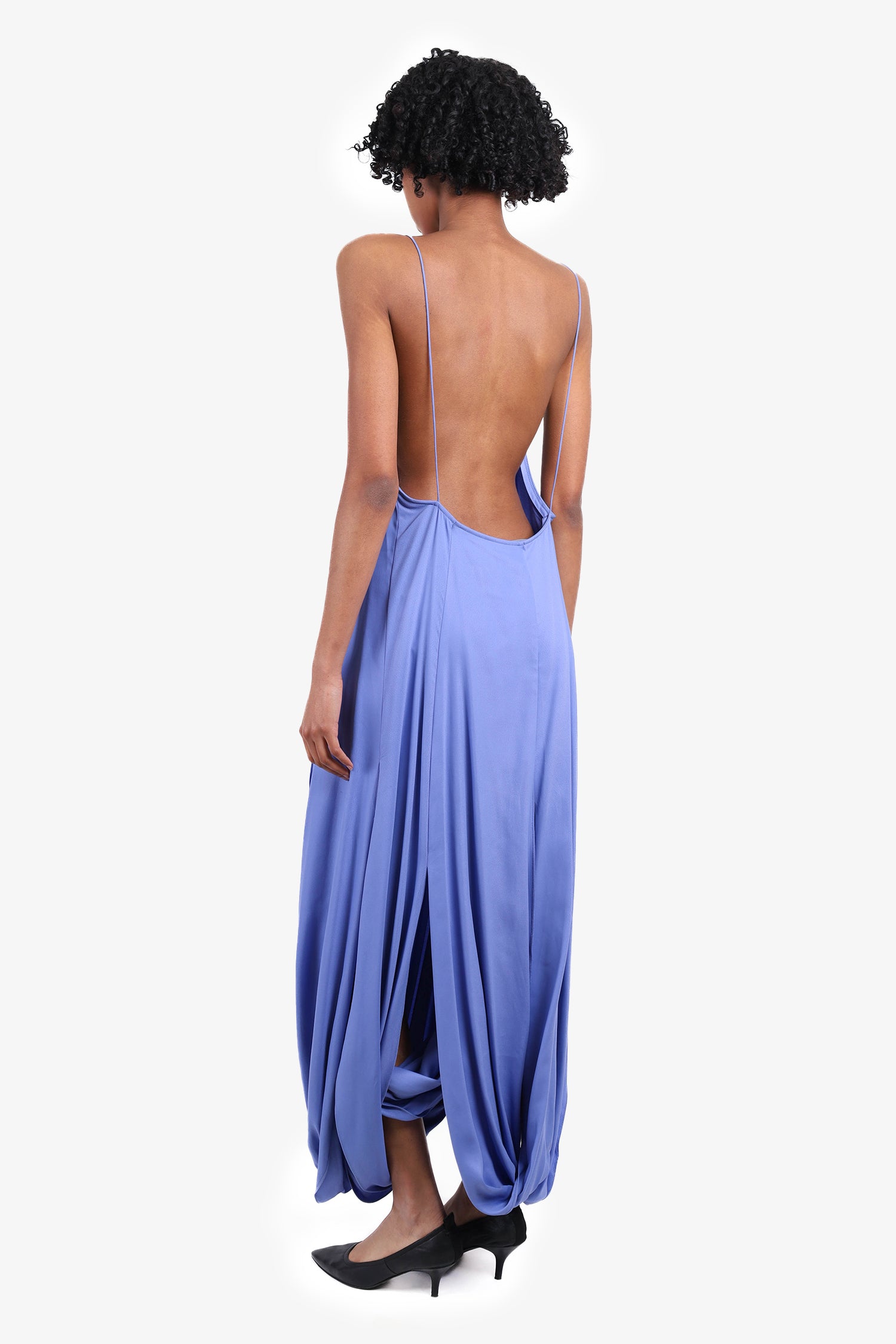 Jacquemus Blue Silk 'Le Souk' Slit Hem Maxi Dress Size 34 (As Is) Mine & Yours Jacquemus Blue Silk 'Le Souk' Slit Hem Maxi Dress Size 34 (As Is) Mine & Yours