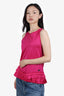 Burberry Pink Silk Ruffle Hem Sleeveless Top Size M