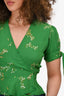 Faithfull The Brand Green Floral Crossover Blouse Size 2