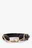 Gucci Black/White Top Stitch Leather Horsebit Belt Size 80/32