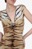Robert Cavalli Brown Animal Print Midi Dress Est. Size M
