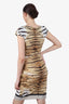 Robert Cavalli Brown Animal Print Midi Dress Est. Size M