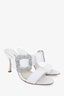 Manolo Blahnik White Gable Crystal Buckle Sandals Size 36