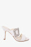 Manolo Blahnik White Gable Crystal Buckle Sandals Size 36