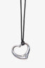 Tiffany & Co. Sterling Silver Open Heart Silk Cord Pendant Necklace