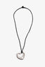 Tiffany & Co. Sterling Silver Open Heart Silk Cord Pendant Necklace