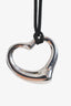 Tiffany & Co. Sterling Silver Open Heart Silk Cord Pendant Necklace