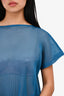Issey Miyake Pleats Please Blue Mesh Top Size 4