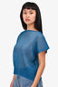 Issey Miyake Pleats Please Blue Mesh Top Size 4