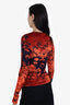 Marine Serre Orange/Navy Velvet Geotic Devore Top Size S