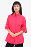Escada Pink Puff Sleeve Button Up Size 42