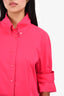 Escada Pink Puff Sleeve Button Up Size 42