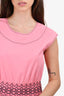 Prada Pink Embroidered Smocked Sleeveless Dress Size 42