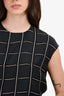 Lanvin Grey/White Plaid Ruched Shift Dress Size 40
