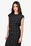 Lanvin Grey/White Plaid Ruched Shift Dress Size 40