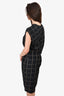 Lanvin Grey/White Plaid Ruched Shift Dress Size 40