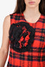 Simone Rocha Red/Black Plaid Flower Top Est. Size M