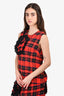 Simone Rocha Red/Black Plaid Flower Top Est. Size M