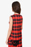 Simone Rocha Red/Black Plaid Flower Top Est. Size M