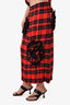 Simone Rocha Red/Black Plaid Flower Detail Midi Skirt Est. Size M