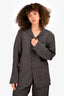 Arch The Grey Linen Oversized Button Down Blazer Size 38