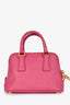 Prada Pink Mini Saffiano Vernice Promenade Tote with Strap