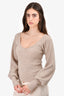 Reformation Beige Cashmere Ribbed Knit V-Neck Top Size XS