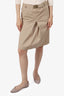 Prada Khaki Cotton Belted Midi Skirt Size 42
