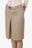Prada Khaki Cotton Belted Midi Skirt Size 42