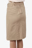 Prada Khaki Cotton Belted Midi Skirt Size 42