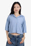 Sandro Blue Striped Lace Collar Shirt Est. Size Medium