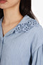 Sandro Blue Striped Lace Collar Shirt Est. Size Medium