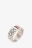 Gucci Sterling Silver Tone Stripe Detail Ring Size 20