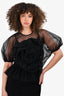 Simone Rocha Black Sheer Flower Applique Top Est. Size S