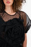 Simone Rocha Black Sheer Flower Applique Top Est. Size S