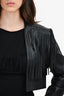 Lovers + Friends Black Faux Leather Fringe Cropped Jacket Size S