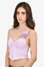 LeMarque Purple Rosette Halter Crop Top Size XS