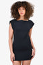 Rick Owens Navy Wool Cap Sleeve Mini Dress Size 40