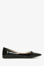 Prada Black Patent Leather Logo Pointed Flats Size 36