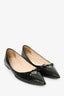 Prada Black Patent Leather Logo Pointed Flats Size 36