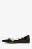 Prada Black Patent Leather Logo Pointed Flats Size 36