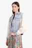 Maje Blue/Beige Denim Knitted Sleeve Jacket Size 38