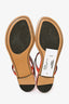 Burberry Dark Orange Leather Horsebit T-Strap Sandals Size 36