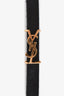 Saint Laurent Black Leather Cassandre Wrap Bracelet