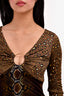 Versace Brown Patterned Ring Detail Blouse Size 38