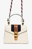 Gucci Cream Leather Mini Sylvie Web Chain Bag