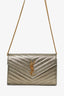 Saint Laurent Bronze Leather Cassandre Wallet on Chain