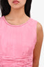 Oscar De La Renta Pink Crinkled Pleated Dress Size 8