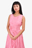 Oscar De La Renta Pink Crinkled Pleated Dress Size 8